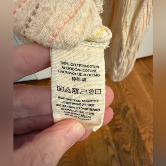 Free People Womens Cotton Crochet Floating Memories Stripes Top Sz XS - Picture 4 of 9